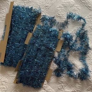 Vintage Aqua Blue Tinsel Garland